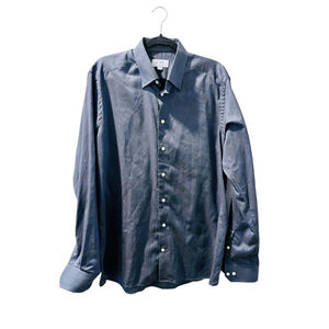 ETON Contemporary Navy Blue Long Sleeve Button Down Shirt Men's Size XL Cotton